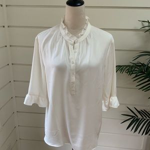 Ann Taylor Factory Ruffled Collar Shirt.  Size L